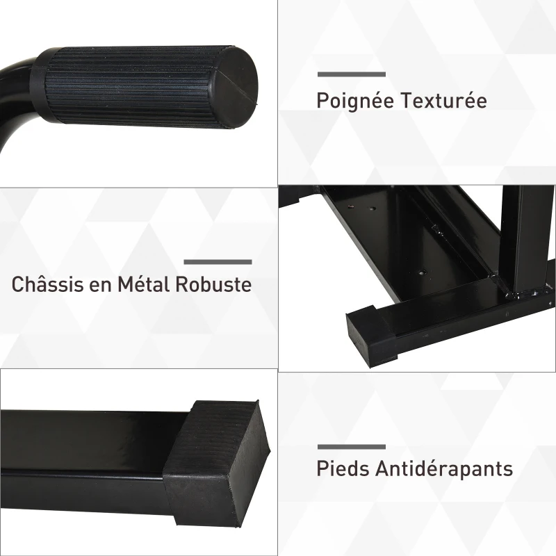 HOMCOM Support universel de moto réglable cric hydraulique lève moto béquille d'atelier stand moto tout-terrain moto cross supermotard noir