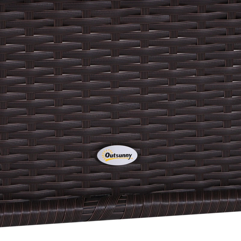 Outsunny Set Mobili da Giardino in Rattan 3 Pezzi 2 Poltrone Tavolino Piano in Vetro Struttura in Acciaio Marrone