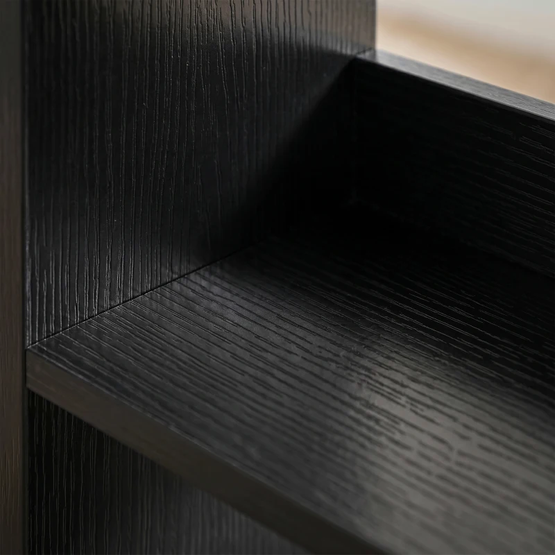 HOMCOM 7 Tiers Bookshelf, L-Shaped Corner Bookcase with Anti-Slip Rear Guard, Black Wood Effect