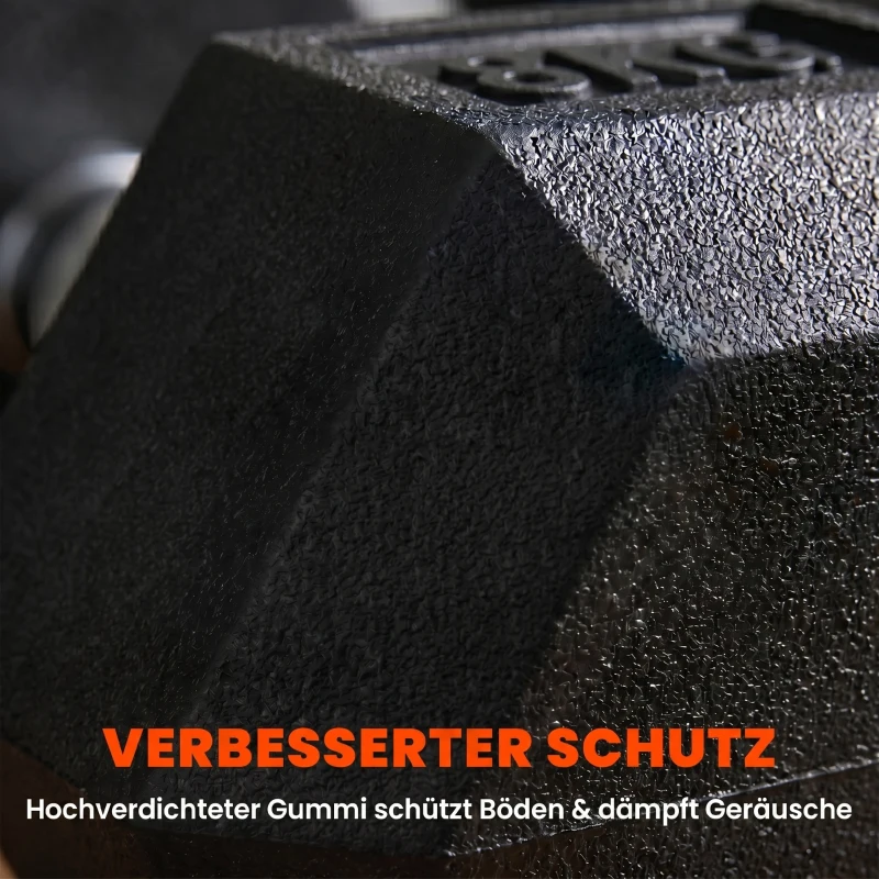 HOMCOM hexagon dumbbells set van 2 gietijzeren dumbbells handvat gekartelde dumbbell set dumbbell set gewichten metaal rubber zwart 2 x 8 KG(m-4)