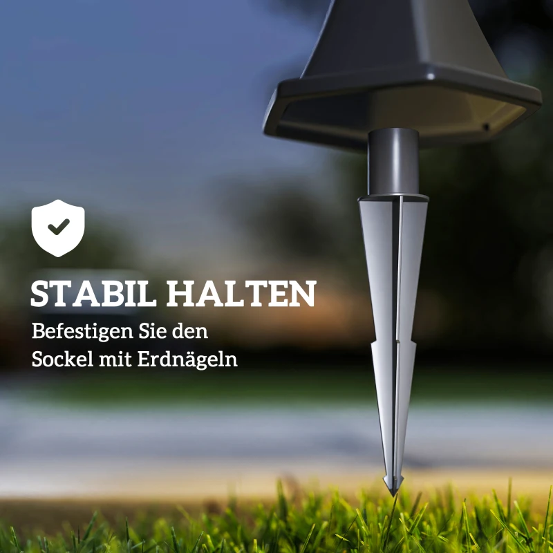 Outsunny Solar Gartenlaterne 2er Set, Wetterfeste Wegleuchte 129 cm hoch, mit LED, 6 Std. Beleuchtung, IP44, Solarlampe für Außen, Schwarz