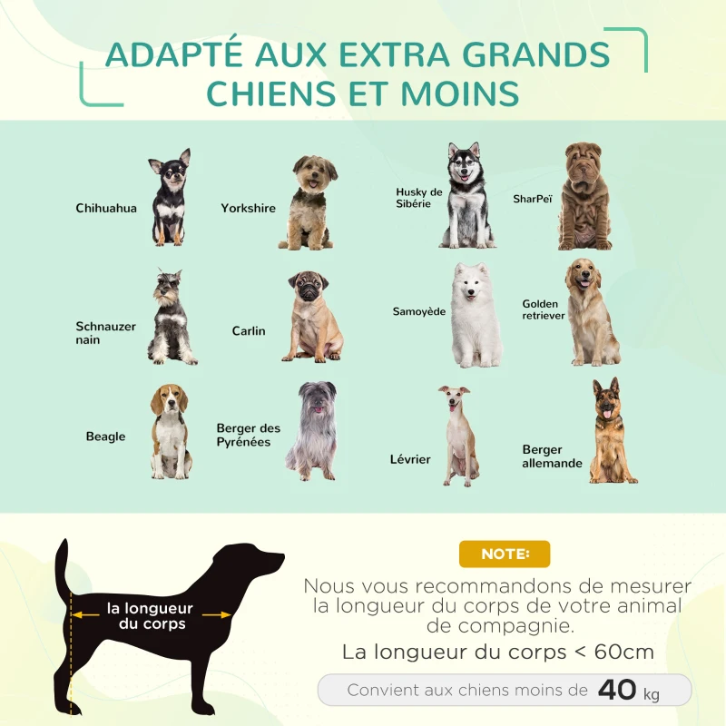 PawHut Lit pour chien chat XXL grand confort sur pieds lit de camp 130L x 90l x 20H cm textilène micro-perforé noir