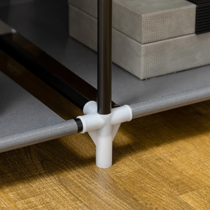 HOMCOM Stoffen Kast, Opbergoplossing, 6 Planken, 1 Kledingstang, Donkergrijs