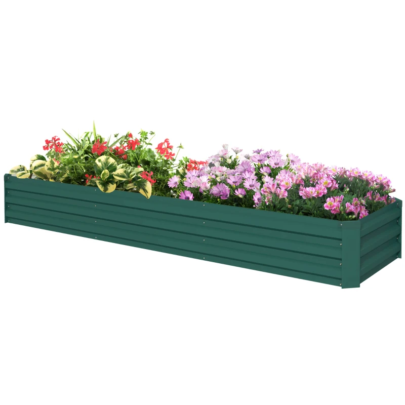 Outsunny Hochbeet Stahl, Pflanzbeet mit offenem Boden Frühbeet Gartenbeet 240 x 60 x 30 cm für Garten Balkon