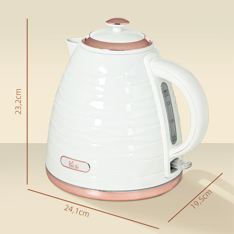 HOMCOM Elektrische Waterkoker, 1,7L, 2,2kW, Snelkookfunctie met Afneembaar Wasbaar Anti-kalkfilter