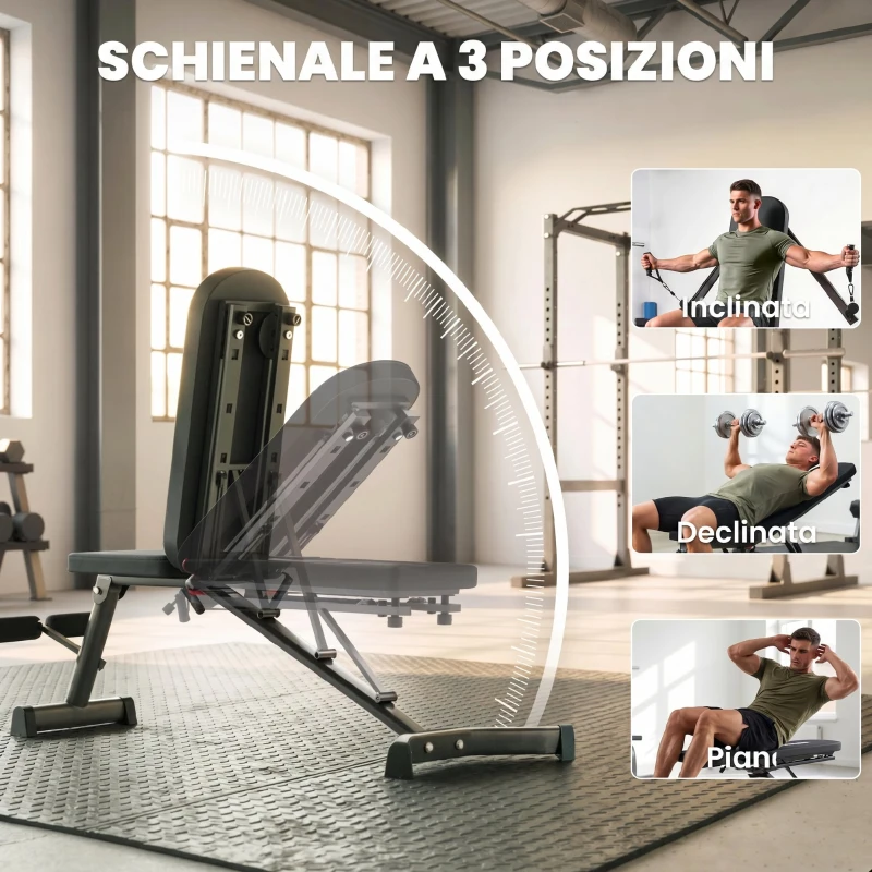 SPORTNOW Panca Regolabile con Bande di Resistenza, Pieghevole Inclinata/Declinata/Piana