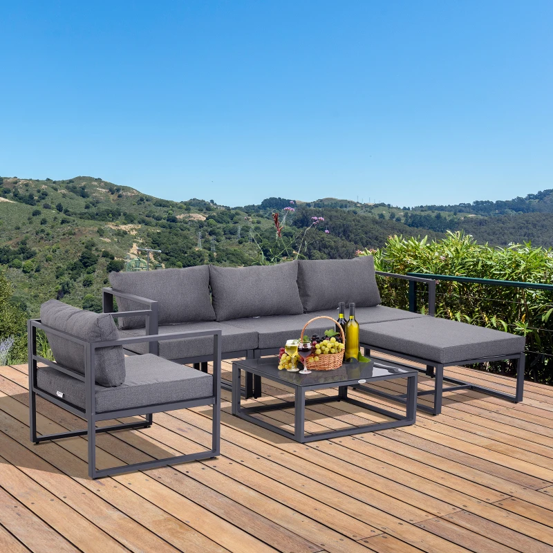 Outsunny 6-delig Tuinset tuinset tuinbankset