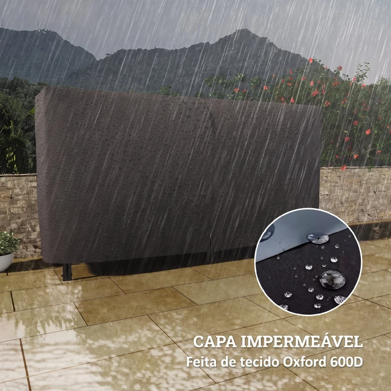 Outsunny Suporte para Lenha em Metal com Capa Oxford 600D Ajustável Carga 200 kg Interior/Exterior 180x36x99 cm Preto