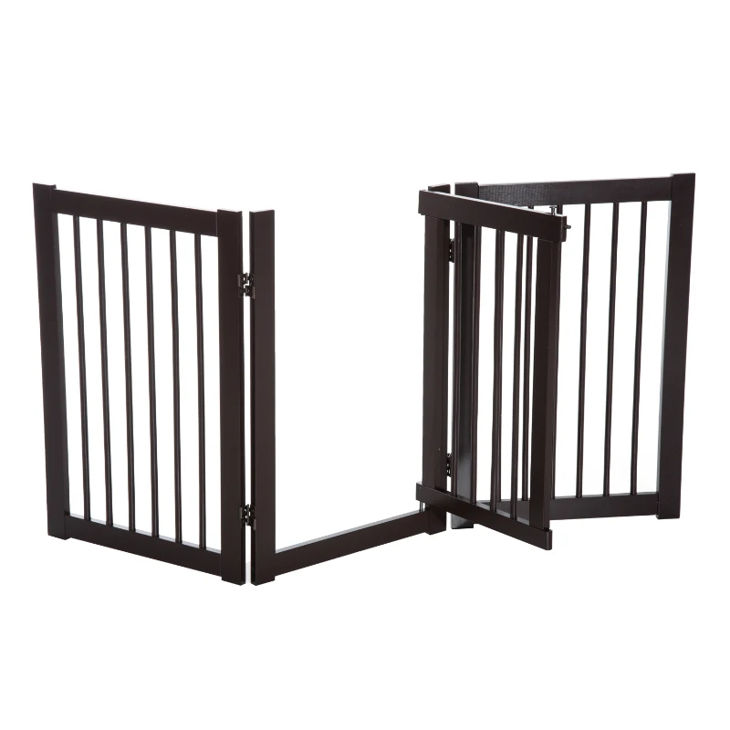 PawHut Barrière modulable pliable barrière de sécurité avec porte verrouillable intégrée dim. 155L x 35,5l x 76H cm MDF blanc