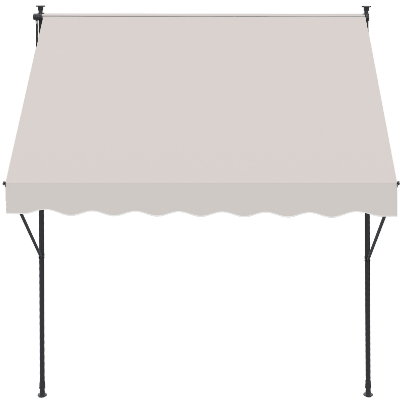 Outsunny Toldo Manual Retrátil Ajustável 200x170x200-290 cm com Manivela Proteção Solar UV40+ para Varanda Jardim Creme