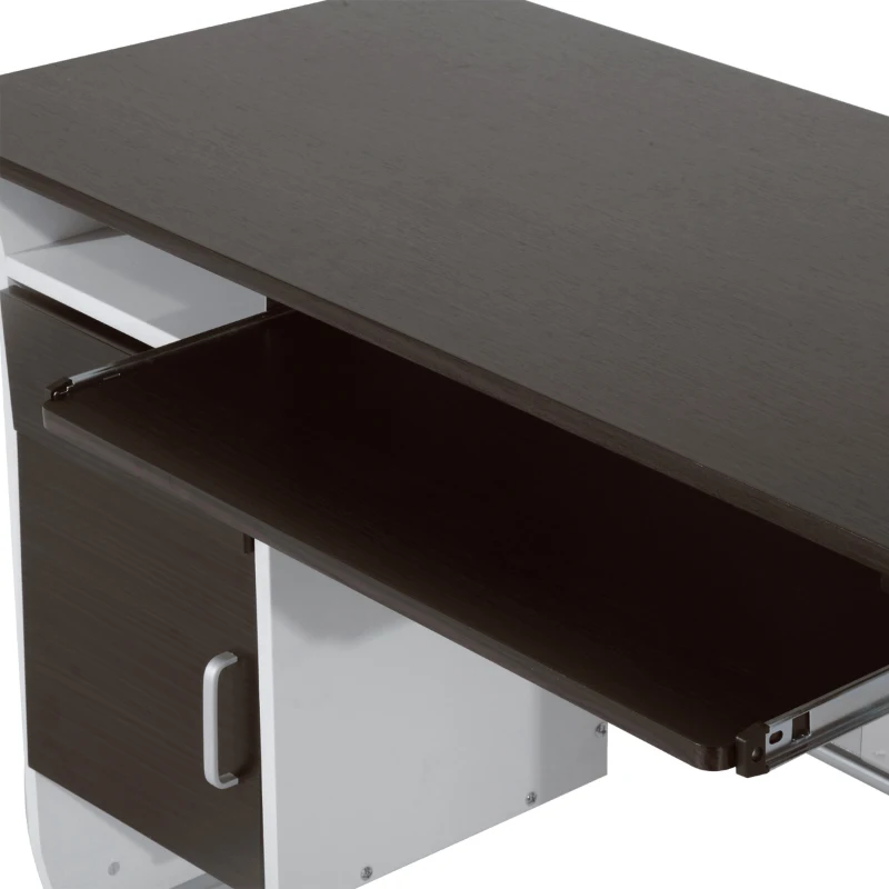 HOMCOM Scrivania Porta PC Computer da Ufficio con Cassetto in Legno Color Noce