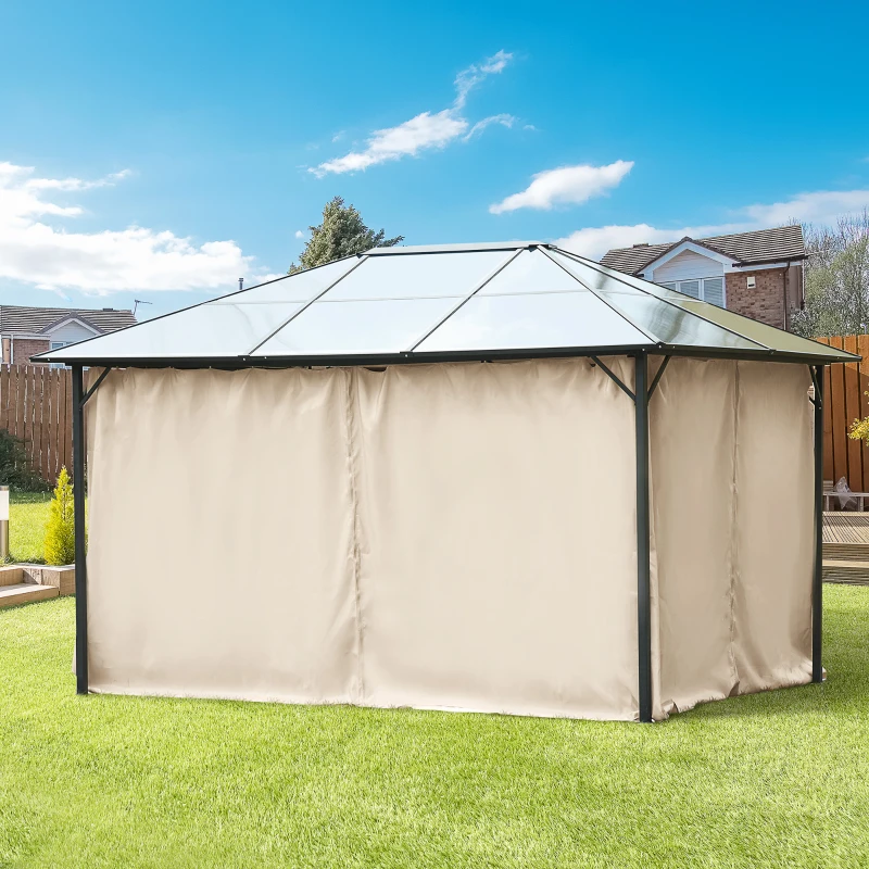 Outsunny 4 Paredes Laterais para Tenda 352x205 cm Laterais para Tenda Universal com Ganchos e Argola em C para Jardim Terraço Bege