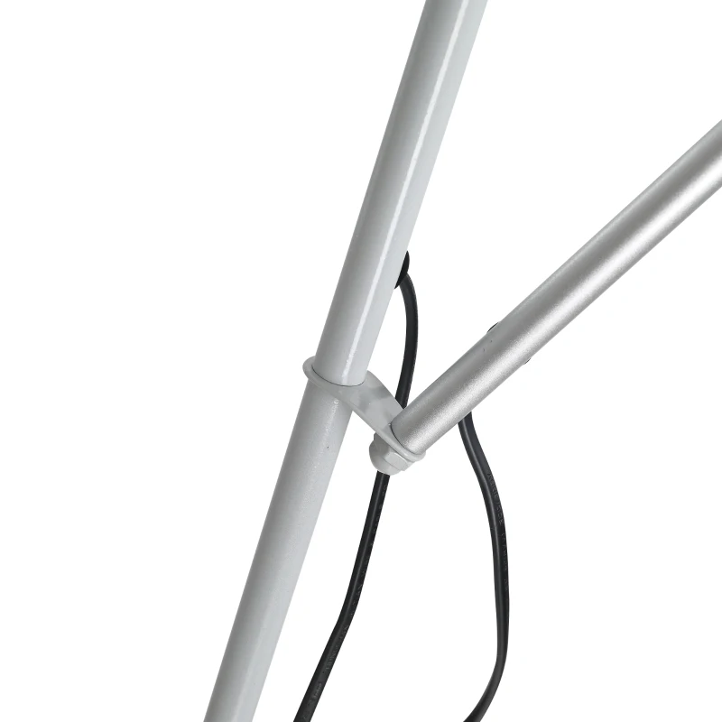 HOMCOM moderne staande lamp 2 koppen verstelbare leeslamp, vloerlamp, ontwerp met dubbele kop en stalen voet, zilver, wit, 28 x 28 x 179,5 cm