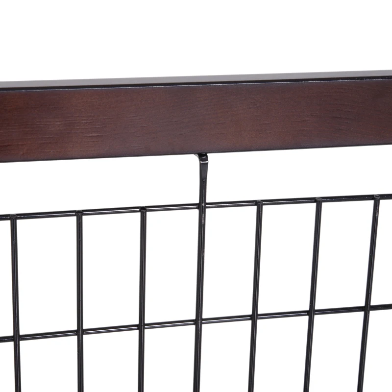 PawHut Free Standing Dog Gate, Adjustable 61 -103 (cm) Indoor Barrier, Flexible Pet Fence, Secure Separation Guard, with Support Feet, for small dog, Brown