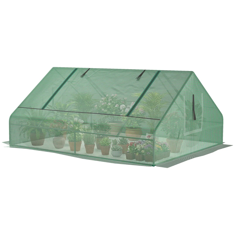 Outsunny Serra da Giardino in Acciaio con Rivestimento in PE, Finestre Avvolgibili, 180x140x80cm, Verde