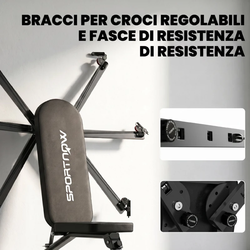 SPORTNOW Panca Regolabile con Bande di Resistenza, Pieghevole Inclinata/Declinata/Piana