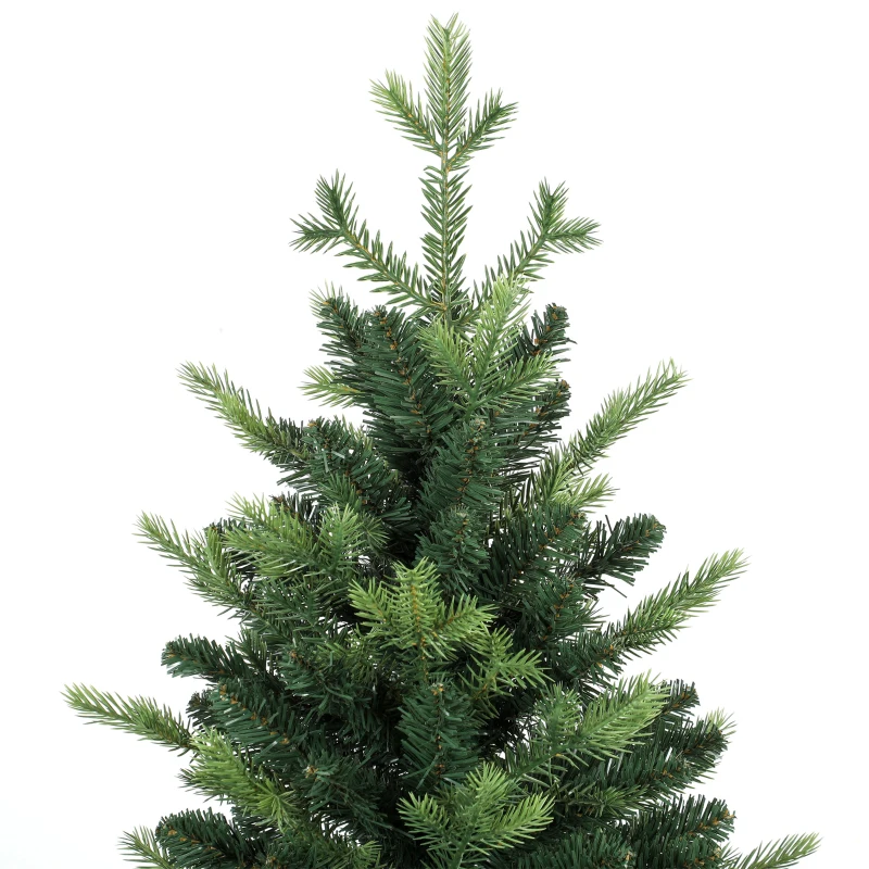 HOMCOM Geneva Fir Hinged Xmas Tree, 7ft/210cm Artificial Christmas Tree with 2079 Branch Tips, Foldable Steel Stand, Green