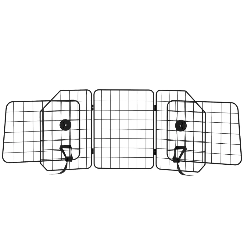 PawHut Grade de Segurança de Carro para Cães com Largura Ajustável Grade para Cães de Carro Dobrável 93-150x42 cm Preto