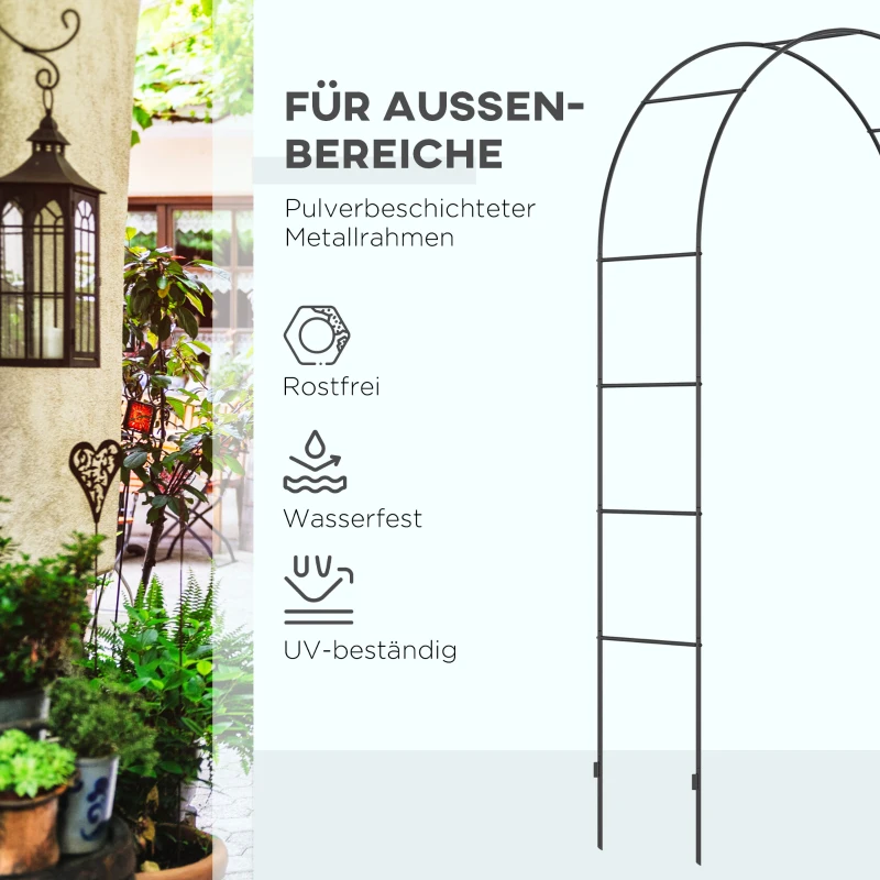 Outsunny rozenboog, boog, tuinboog voor klimplanten 140x40x240 cm