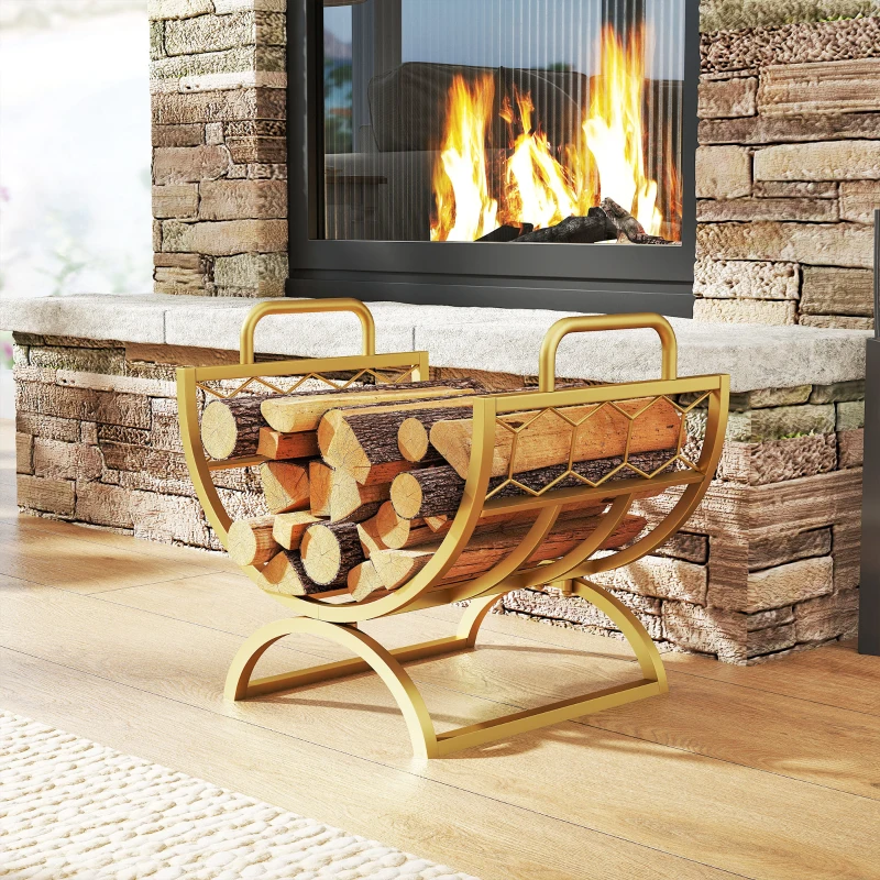 Outsunny Haardhoutrek 46 x 36 x 41 cm – Goud wafeldesign