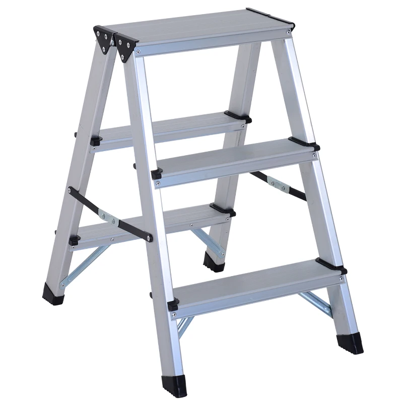 HOMCOM Marchepied escabeau double pliant antidérapant hauteur max. 59 cm charge max. 150 Kg aluminium