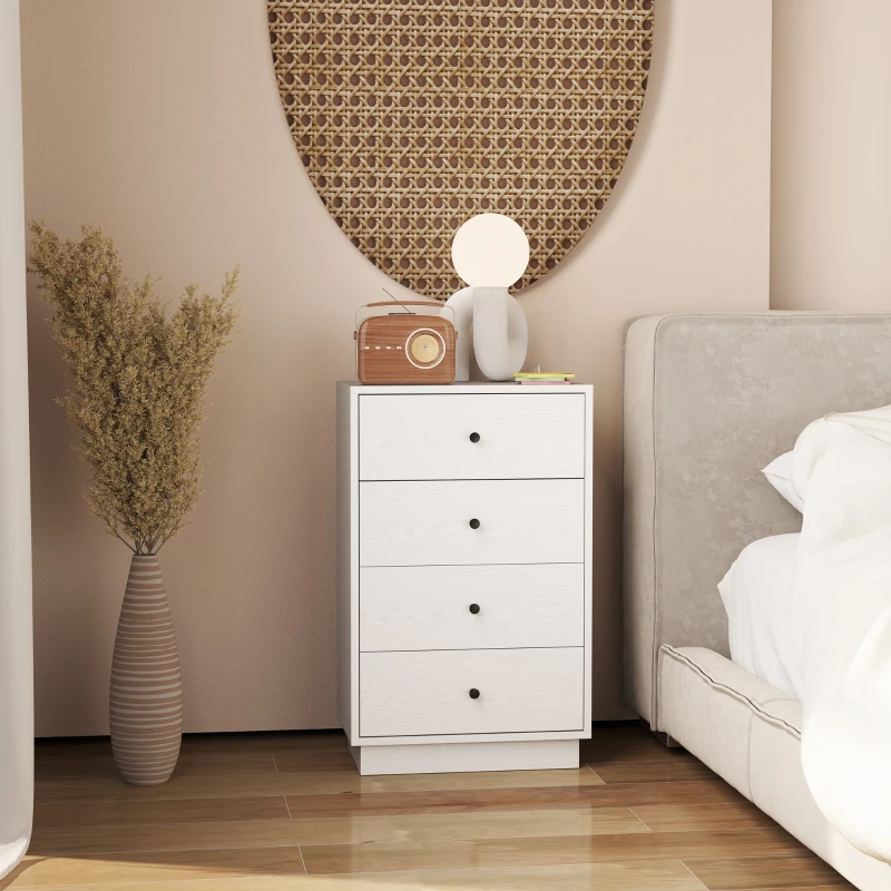 HOMCOM Dressoir Sideboard met 4 Laden, Houten Opbergkast in Moderne Stijl, 47 x 29 x 75 cm Wit