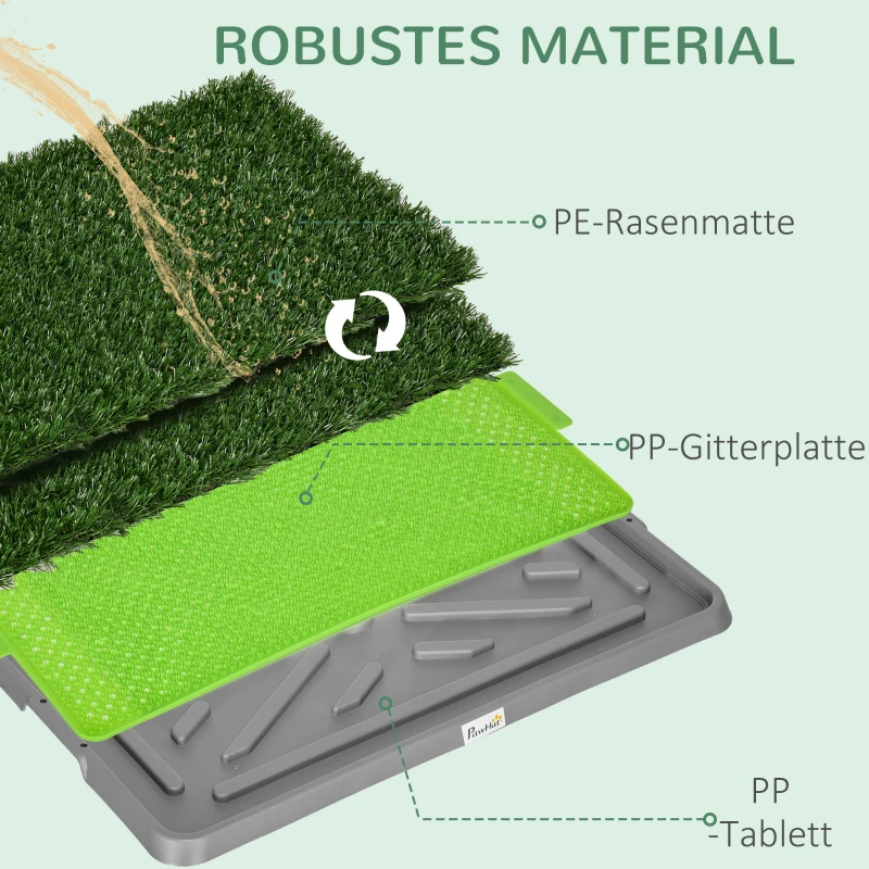 PawHut Hondentoilet met kunstgras, drainagegaten, lekvrij, 67x41x3,5cm, Groen