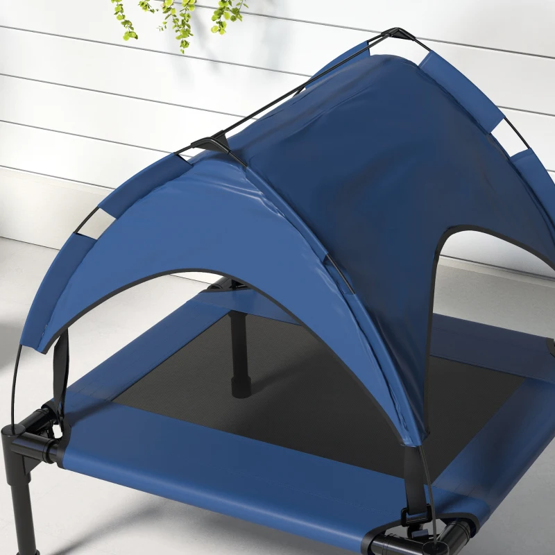 PawHut Hondenbed met Dak, Ademend, Waterafstotend, tot 20 kg, 76 x 61 x 69,5 cm, Donkerblauw
