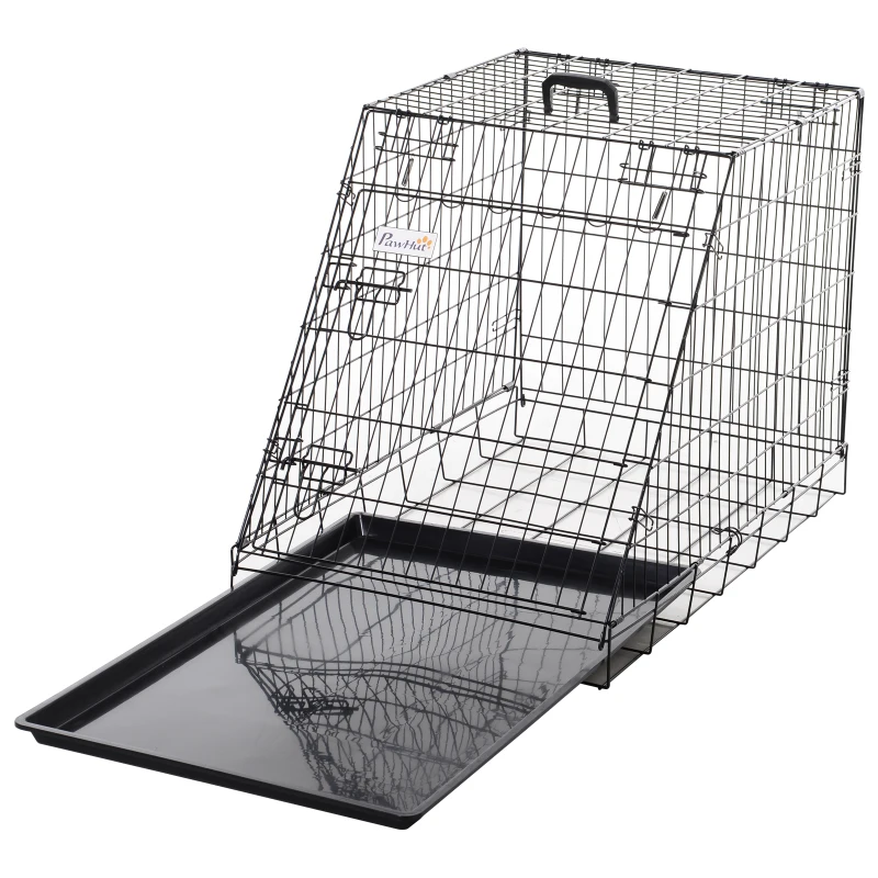 Pawhut Trapeze Collapsible Dog Pet Travel Box Cage Removable Tray 93 x 58 x 65cm