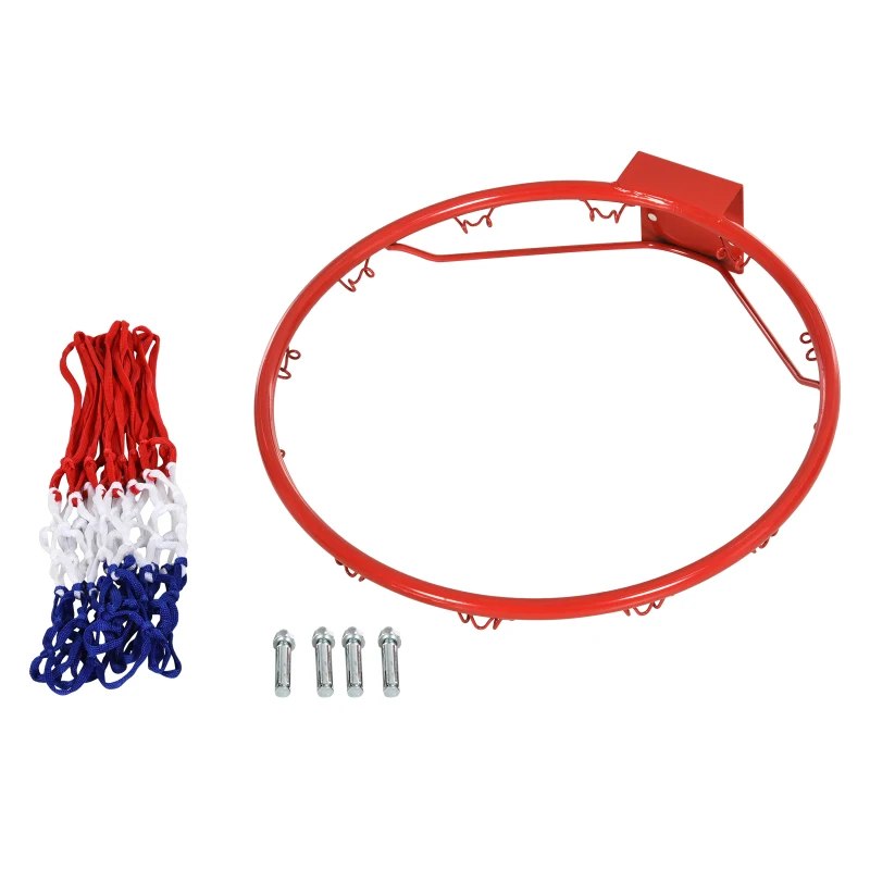 HOMCOM Basketballkorb, Indoor & Outdoor mit Ø46 cm Korb und Netz, Wandmontage, Basketball Board für Erwachsene, Rot + Blau + Weiß
