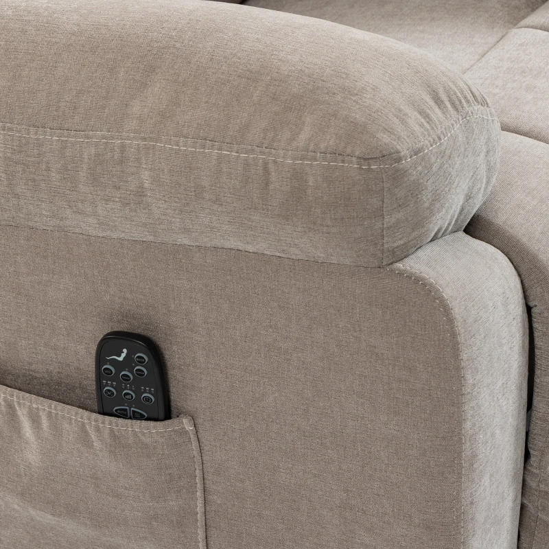 HOMCOM Massage-relaxfauteuil met warmte en vibratiemassage, verlengde voetensteun, draaifunctie, chenille, beige