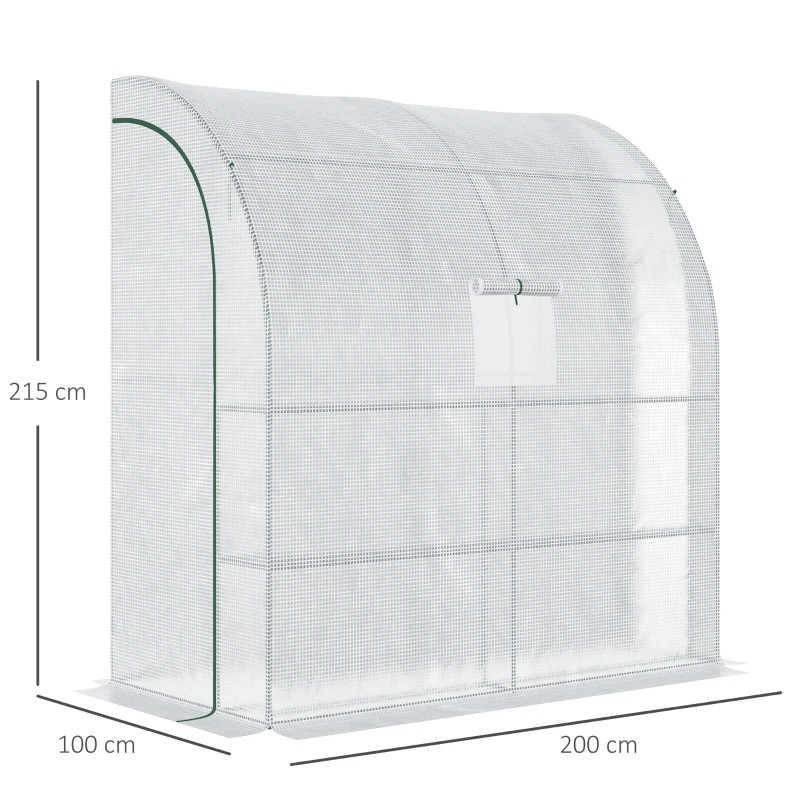 Outsunny Estufa Pequena Estufa de Exterior com Janelas Prateleiras de 3 Níveis Estufa para Cultivo de Plantas Flores 200x100x215 cm Branco