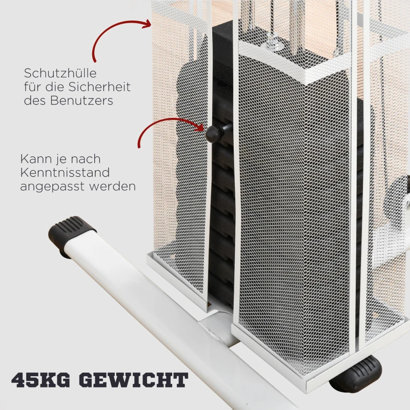 HOMCOM Gym Krachtstation Fitnessstation Multigym Fitnesscentrum Fitnessapparatuur incl. gewichten Latzug Beincurl Metaal PU-kunstleer Wit 150 x 110 x 210 cm