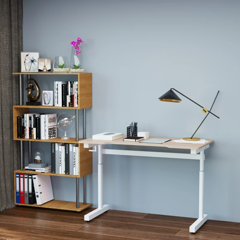 Vinsetto Secretária de Pé com Altura Ajustável a Manivela e Bancada de Carbono Secretária Elevatória para Escritório Estúdio Sala de Estar Carga Máxima 150kg 120x60x72-117cm Madeira e Branco