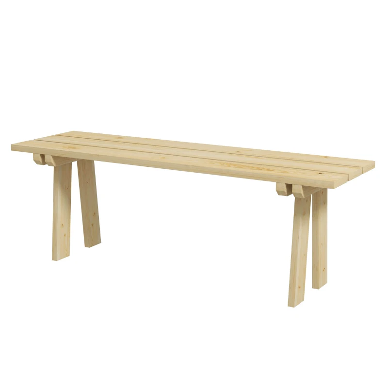 Outsunny Banco de Madera de 2 Plazas Carga 220 kg Banco de Exterior para Jardín Patio Terraza 130x38x45 cm Natural