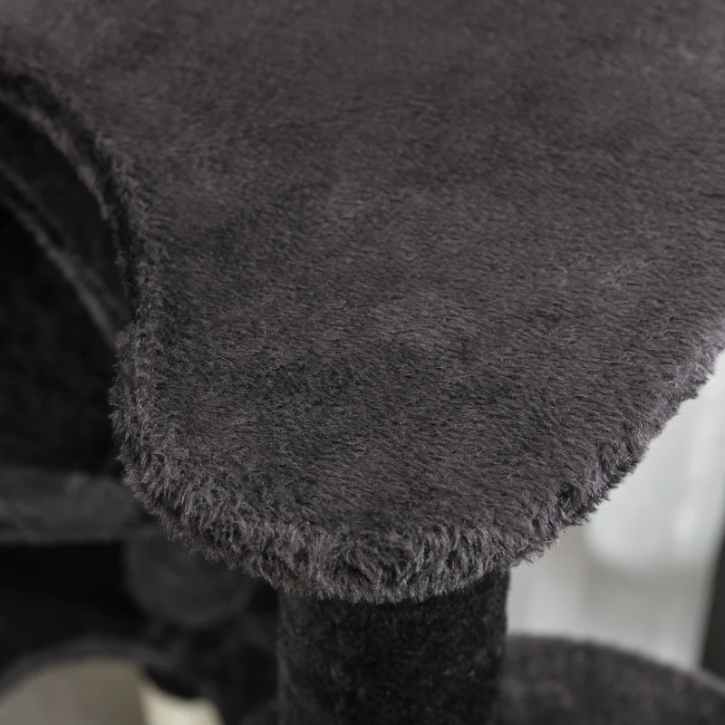 PawHut Árvore Arranhador para Gatos Grande Altura 153cm Torre de Escalada para Gatos com Caverna Redes Plataformas Postes Arranhadores de Sisal e Bola Suspensa Cinza Escuro