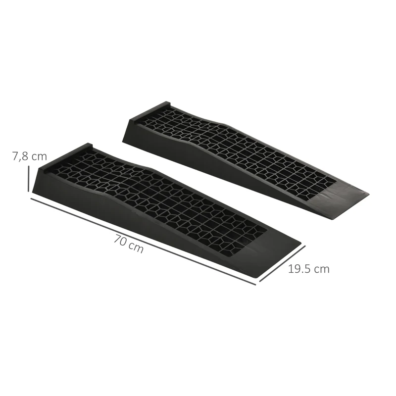 HOMCOM 2 oprijplaten, drempeloprit, oprijplaat, rubberen oprijplaten, PP, zwart, 70 x 20 x 8 cm 70x20x8 | Aosom.de