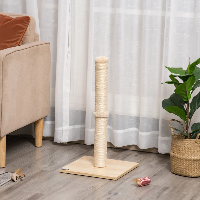 PawHut Copac pentru Zgâriat pentru Pisici cu Stâlp din Sisal, Înălțime 60 cm și Bază din Pal, Bej
