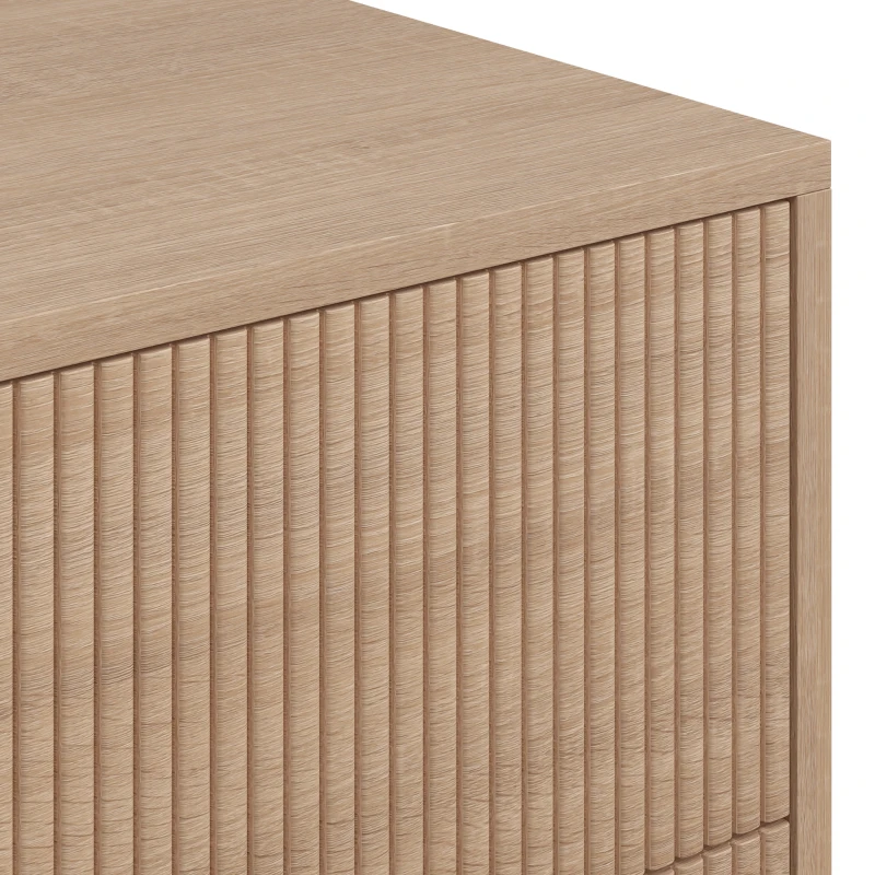 HOMCOM Bedroom Chest of Drawers with 4 Drawers, Fluted Dresser with Gold Tone Handles, Storage Cabinet, Natural