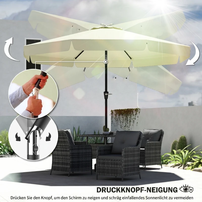 Outsunny Sonnenschirm Terrassenschirm Marktschirm Ø2,66 m UV-Schutz 50+ Gartenschirm 8 Rippen verstellbar Beige