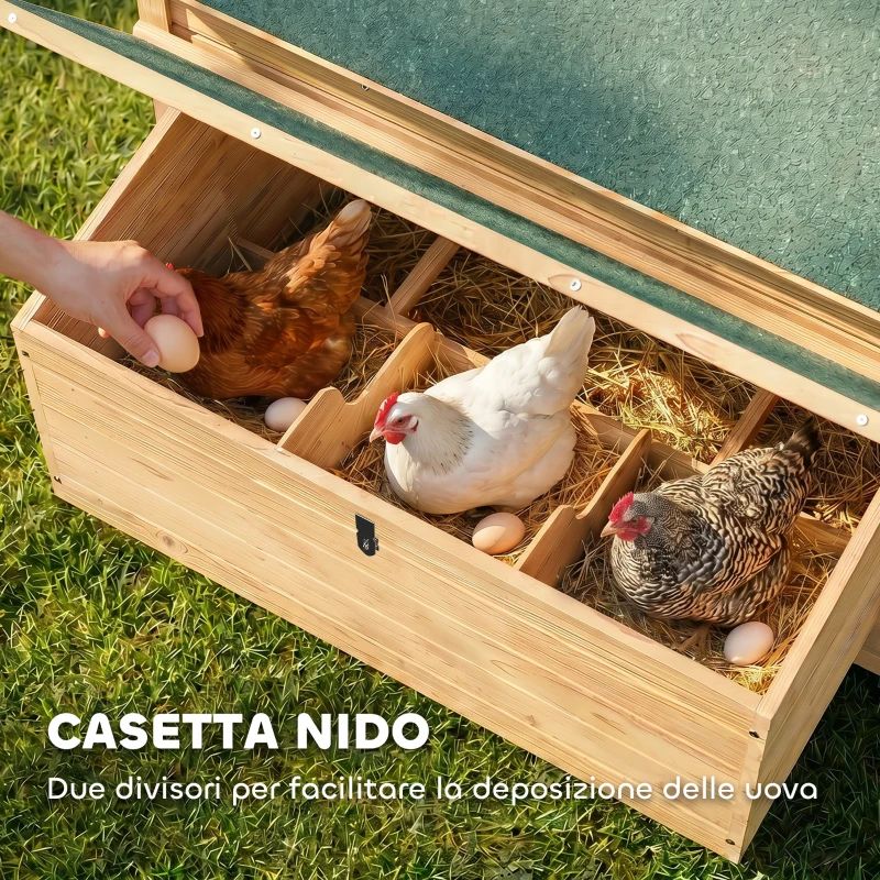 PawHut Pollaio in Legno Casetta Galline Tetto Impermeabile 150x100x96.5cm Giallo