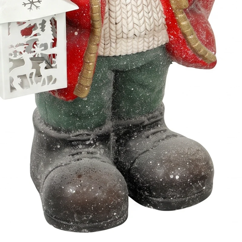 HOMCOM Kerstdecoratie, rendier met lantaarn, led, op batterijen, 25,5 x 19,5 x 52 cm, rood