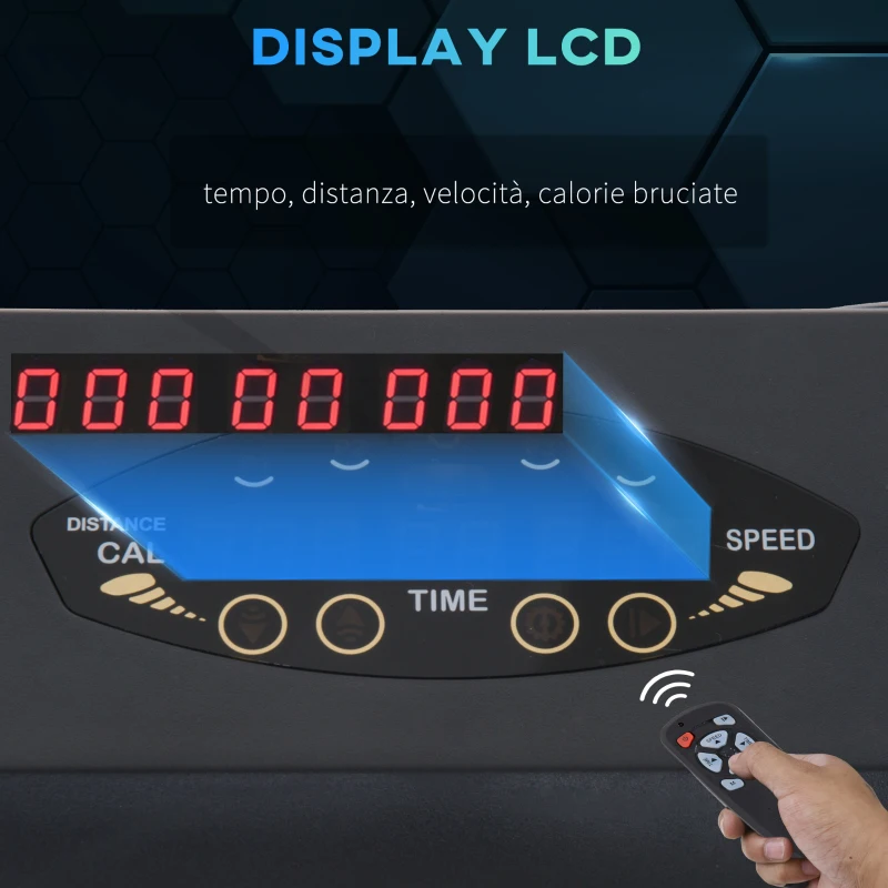 HOMCOM Tapis Roulant Elettrico Pieghevole Salvaspazio con Telecomando e Chiave di Sicurezza, 1-6 km/h, Potenza 0.5HP, 105x56x108.5cm