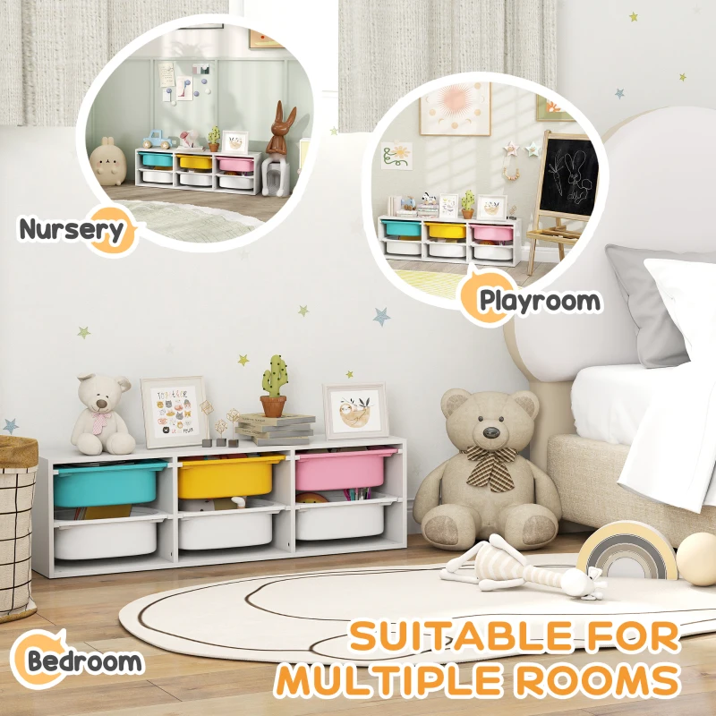 AIYAPLAY Low Height 2 Tiers Storage Organiser, Kids Toy Storage Unit with 6 Removable Bins for Bedroom, Nursery, Playroom