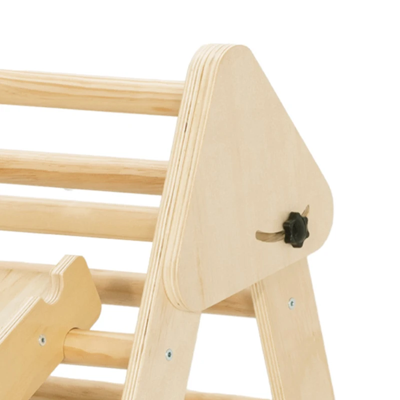 AIYAPLAY Triangle d'escalade, 3 en 1 en bois pour grimper et glisser, charge max. 50 kg, pour 18-48 mois, bois naturel