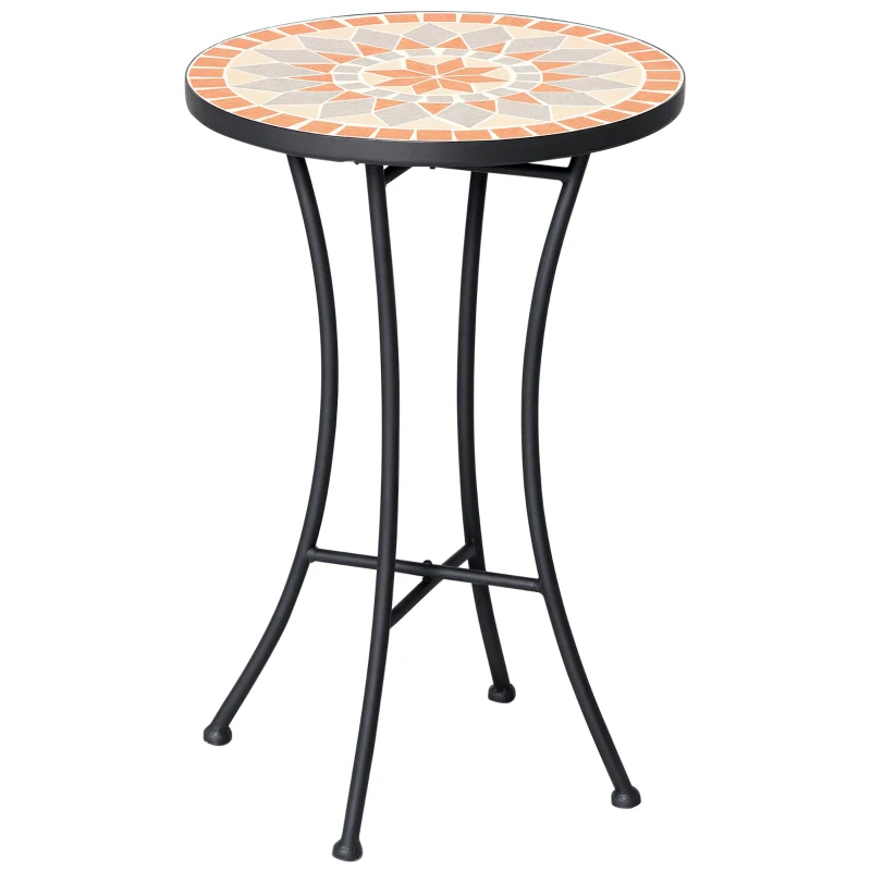 Outsunny Ø35,5 cm bijzettafel tuintafel weerbestendig mozaïek voor tuinbalkon