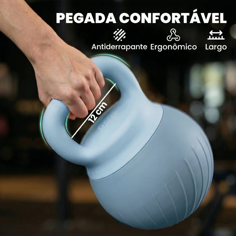 SPORTNOW Kettlebell 6 kg com Areia Metálica e Pega Antideslizante para Treino 27x20x20 cm Azul Claro