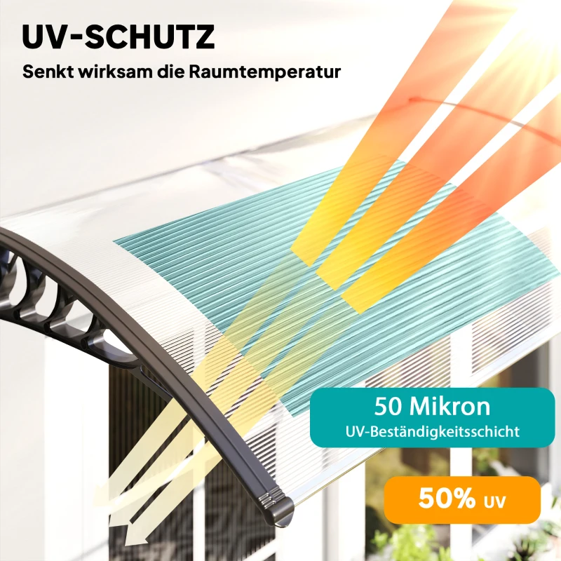 Outsunny Luifel Beschermingsdak, UV- en Waterbestendig, 90x150x25cm, Wit