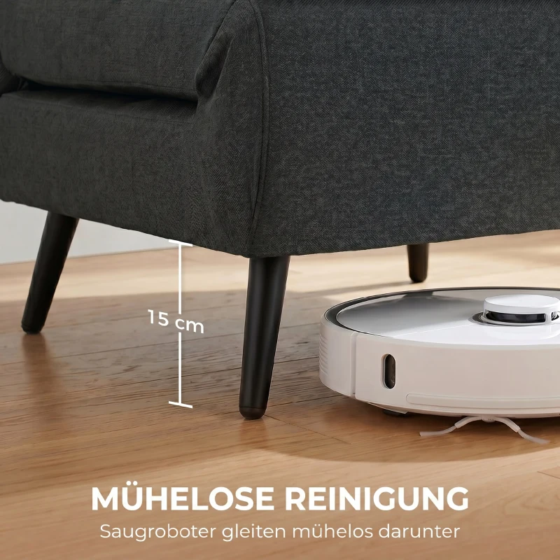 HOMCOM Schlafsessel, 3-in-1 Klappbarer Leinen-Schlafsessel mit verstellbarer Rückenlehne, S-Federn, Metallbeinen, Dunkelgrau