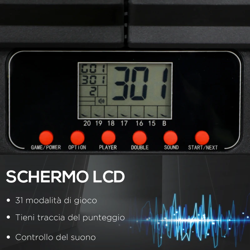 SPORTNOW Bersaglio Freccette Elettronico in PP con 6 Freccette e Monitor LCD, 83x45x4 cm, Rosso e Nero